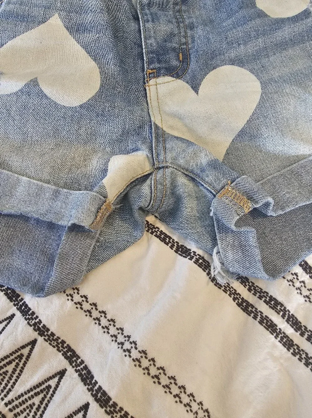 One Teaspooon Light Blue Blue Print Hearts Distressed Denim Shorts Size 28